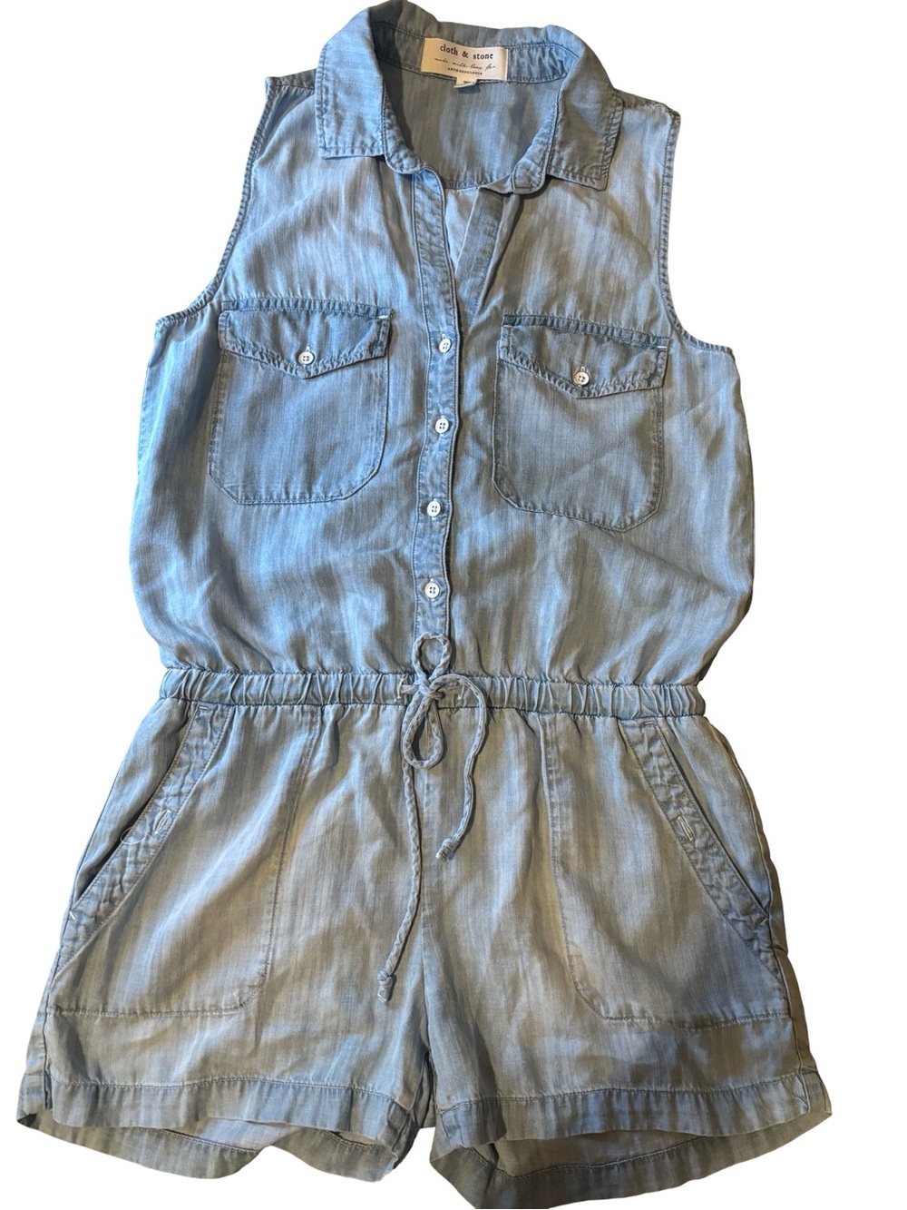 Cloth & Stone Anthropologie Chambray Sleeveless Utility Romper - Size S